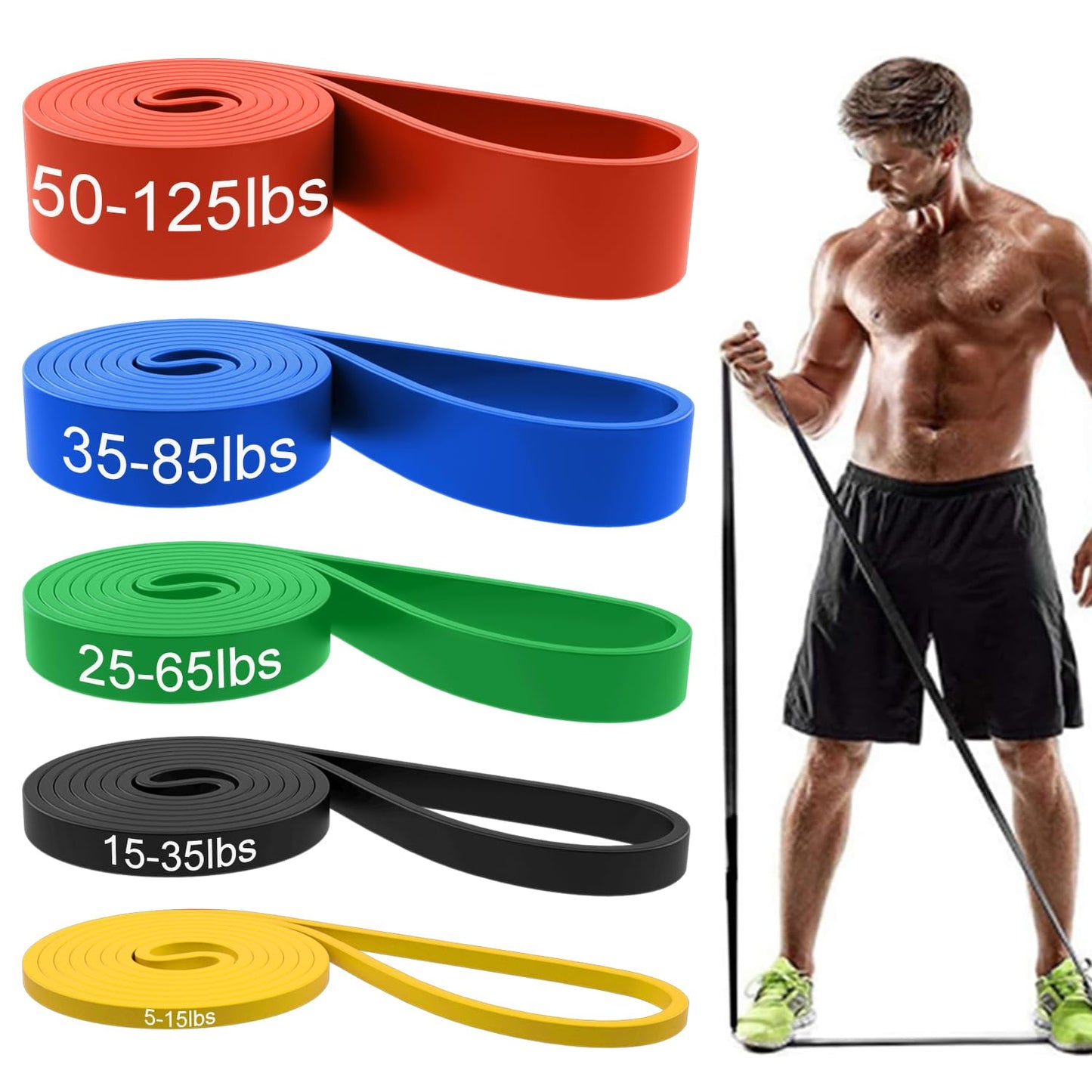 Resistance Bands, Pull Up Assist Bands - Workout Bands, Eexercise Bands, Long Resistance Bands Set for Working Out, Fitness, Training, Physical Therapy for Men Women