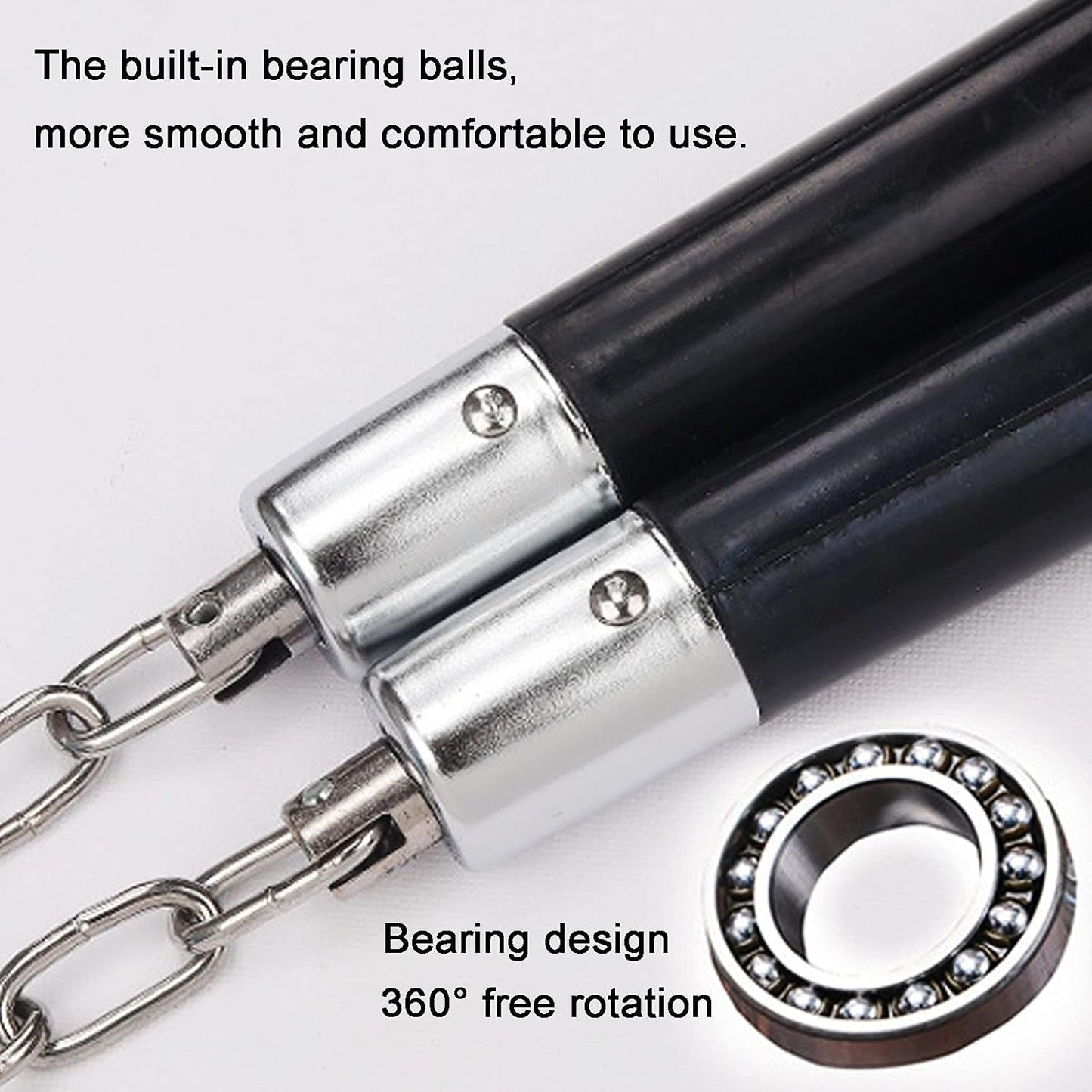 Safe Solid Rubber Nunchucks Nunchakus with Steel Chain and Bearing Ball System only for Adults and Professionals Perform, Practice, Exercise (1Pcs)