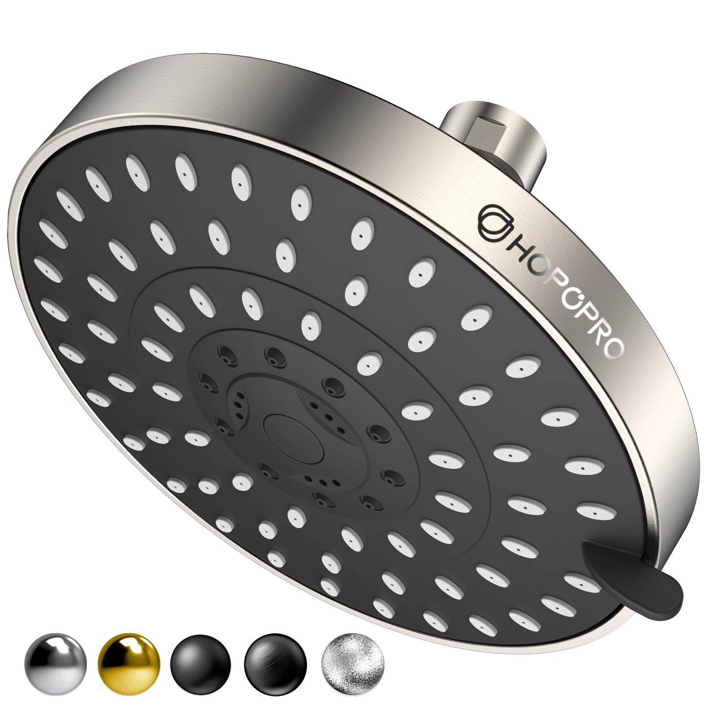 HOPOPRO 5-Mode High Pressure Shower Head - The Washington Post, NBC News, Today TV Show Recommended - High Flow Fixed Showerheads (4 Inch Brushed Nickel)