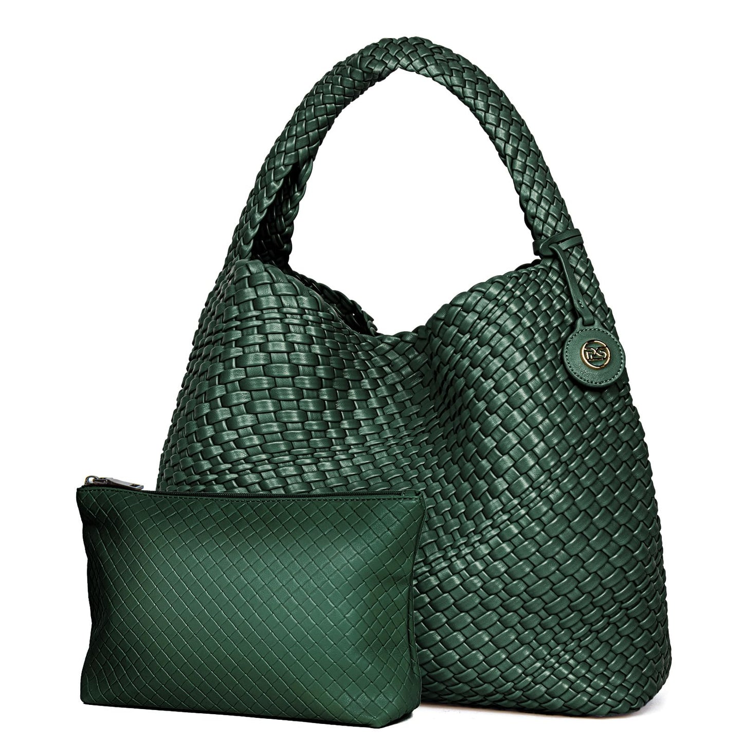 PS PETITE SIMONE Large Woven Tote Bag for Women Woven Purse Leather Handbags Braided Purse Weave Purse with Top Handle