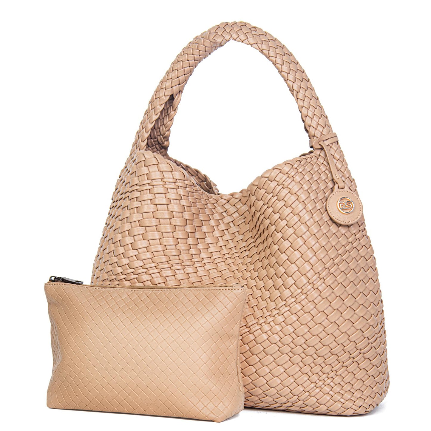 PS PETITE SIMONE Large Woven Tote Bag for Women Woven Purse Leather Handbags Braided Purse Weave Purse with Top Handle