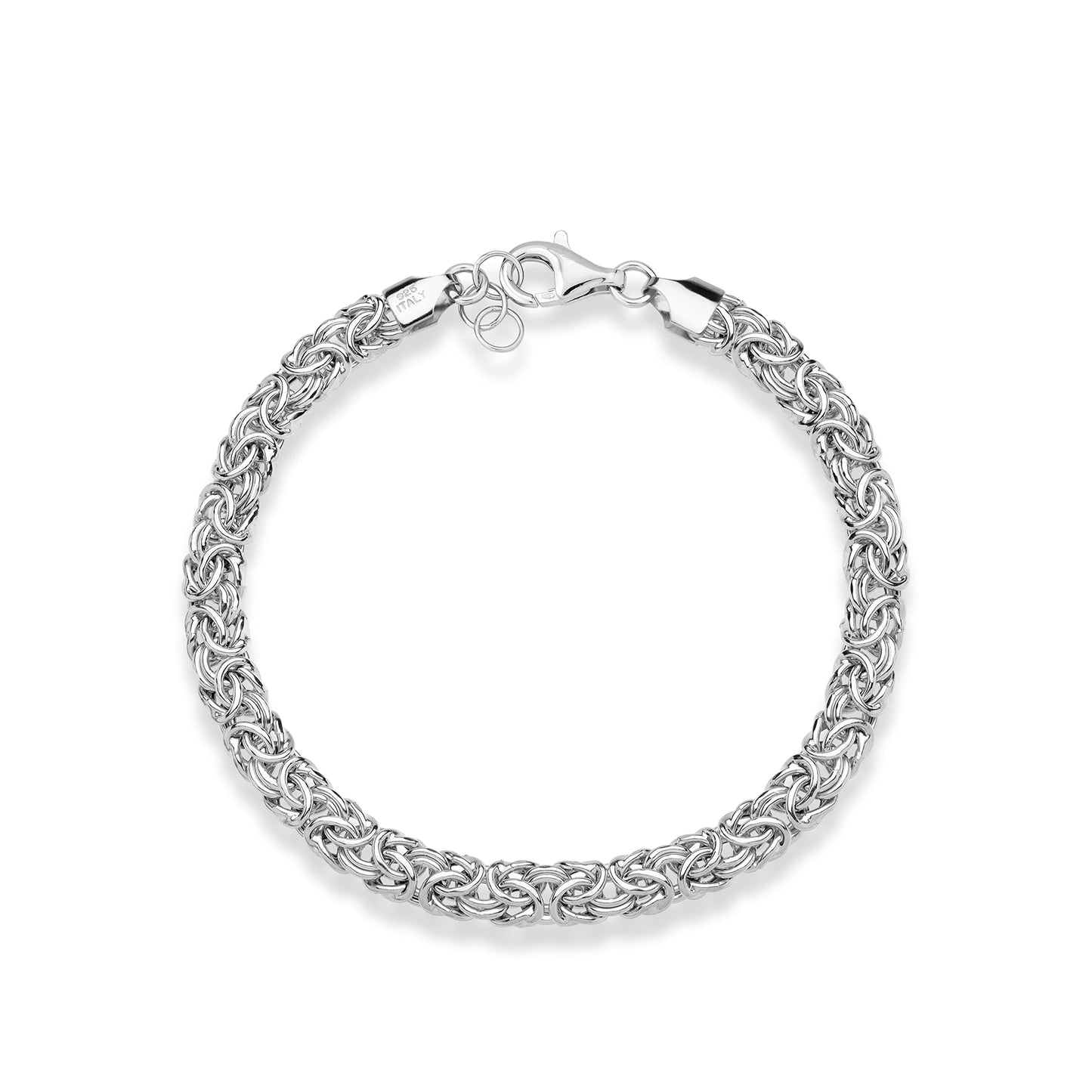 Miabella Italian 925 Sterling Silver Byzantine Bracelet for Women, Handmade in Italy