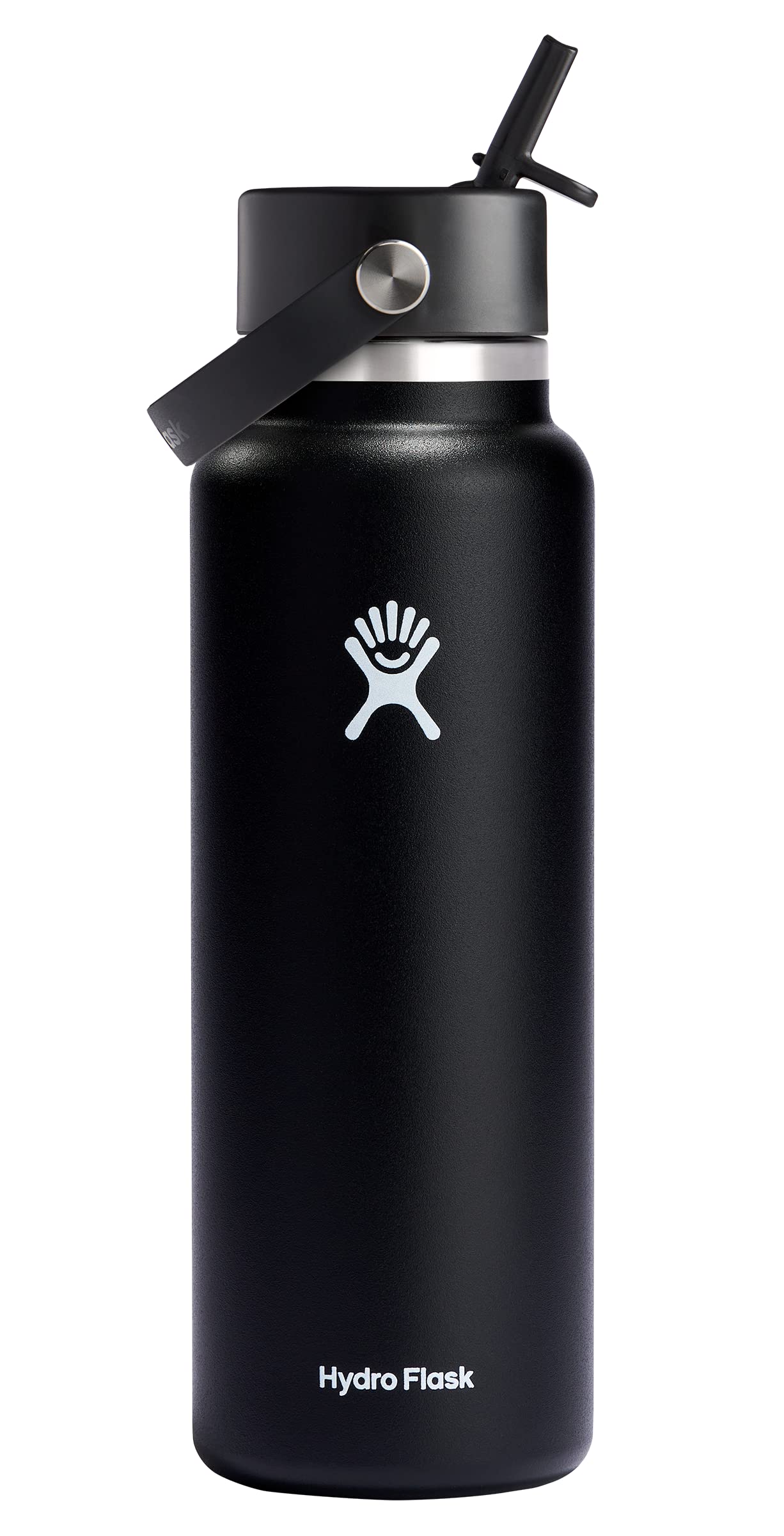 HYDRO FLASK Wide Mouth vacuum insulated stainless steel water bottle with leakproof closeable straw lid for cold water drinks, sports, travel, car and school