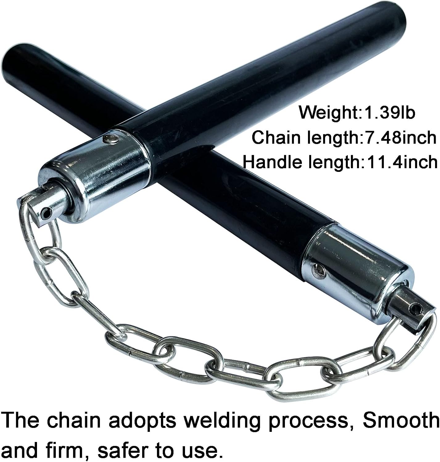 Safe Solid Rubber Nunchucks Nunchakus with Steel Chain and Bearing Ball System only for Adults and Professionals Perform, Practice, Exercise (1Pcs)