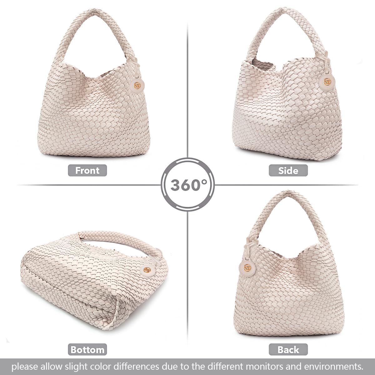 PS PETITE SIMONE Large Woven Tote Bag for Women Woven Purse Leather Handbags Braided Purse Weave Purse with Top Handle