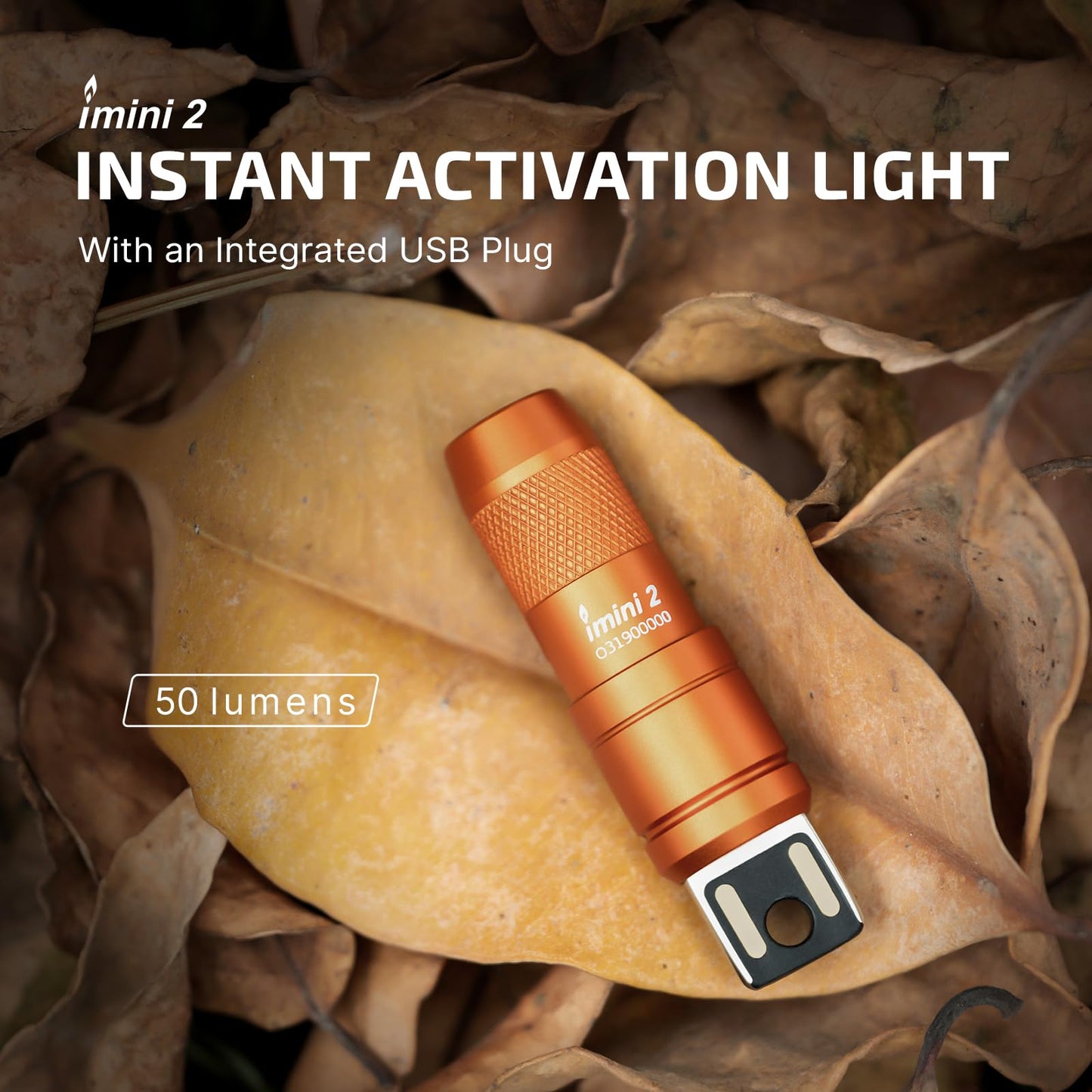 OLIGHT IMINI 2 EDC Rechargeable Keychain Flashlight, 50 Lumens Compact and Portable Mini LED Keyring Lights with Built-in Battery Ideal for Everyday Carry and Emergencies (Orange)