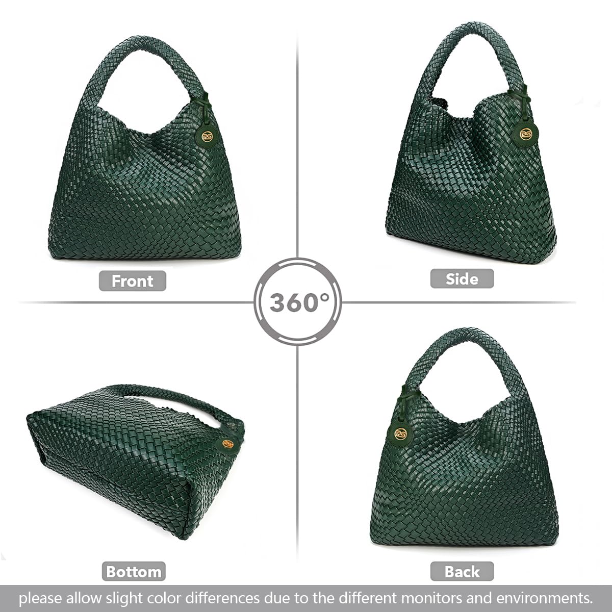 PS PETITE SIMONE Large Woven Tote Bag for Women Woven Purse Leather Handbags Braided Purse Weave Purse with Top Handle