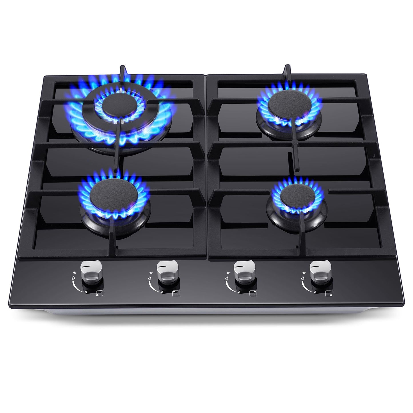 Gas Cooktop 2 Burner Propane Cooktop, 12 Inch Gas Stove Top with Thermocouple Protection, LPG/NG Dual Fuel Built-in Tempered Glass Gas Stove for Apartment, Indoor, RV