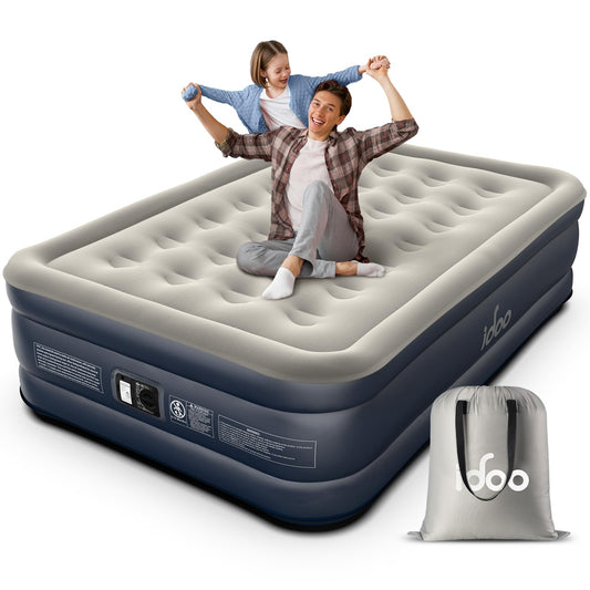 iDOO Twin Air Mattress with Built in Pump, Comfort Blow up Mattress, Inflatable Mattress with Carry Bag for Guests, Home, Camping, Colchones Inflables