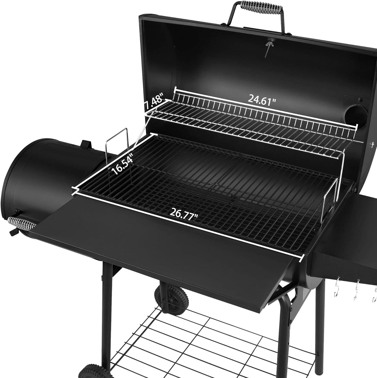 Royal Gourmet CC1830S 30" BBQ Charcoal Grill and Offset Smoker | 811 Square Inch cooking surface, Outdoor for Camping | Black