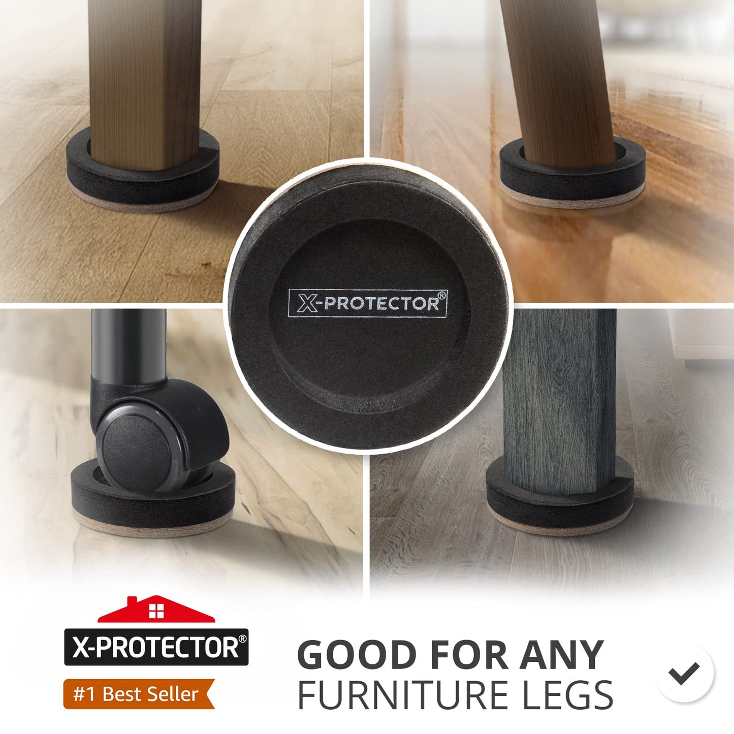 Felt Furniture Sliders for Hardwood Floors X-PROTECTOR 4 PCS 4 3/4” - Furniture Slider with Unique Design - Heavy-Duty Furniture Movers for Hard Surfaces - Felt Sliders - Move Your Furniture Easily!