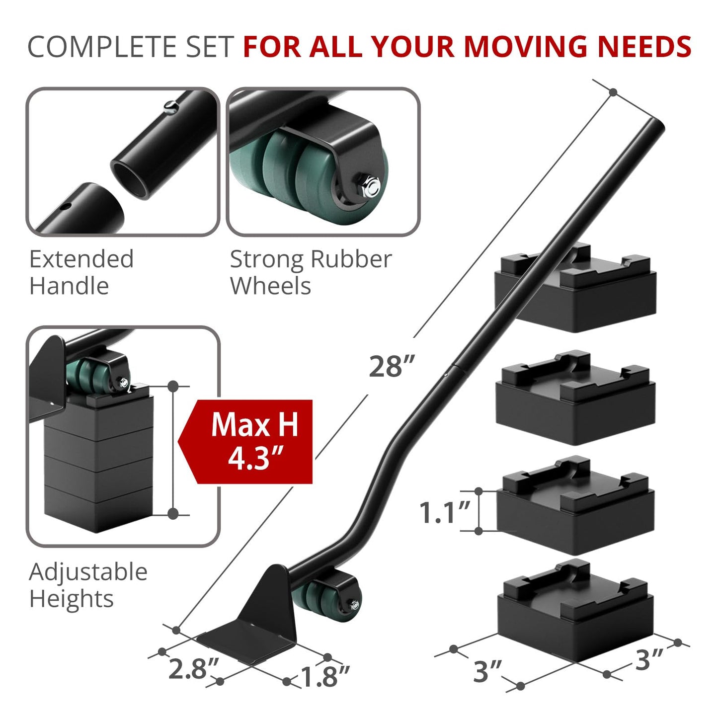 Felt Furniture Sliders for Hardwood Floors X-PROTECTOR 4 PCS 4 3/4” - Furniture Slider with Unique Design - Heavy-Duty Furniture Movers for Hard Surfaces - Felt Sliders - Move Your Furniture Easily!