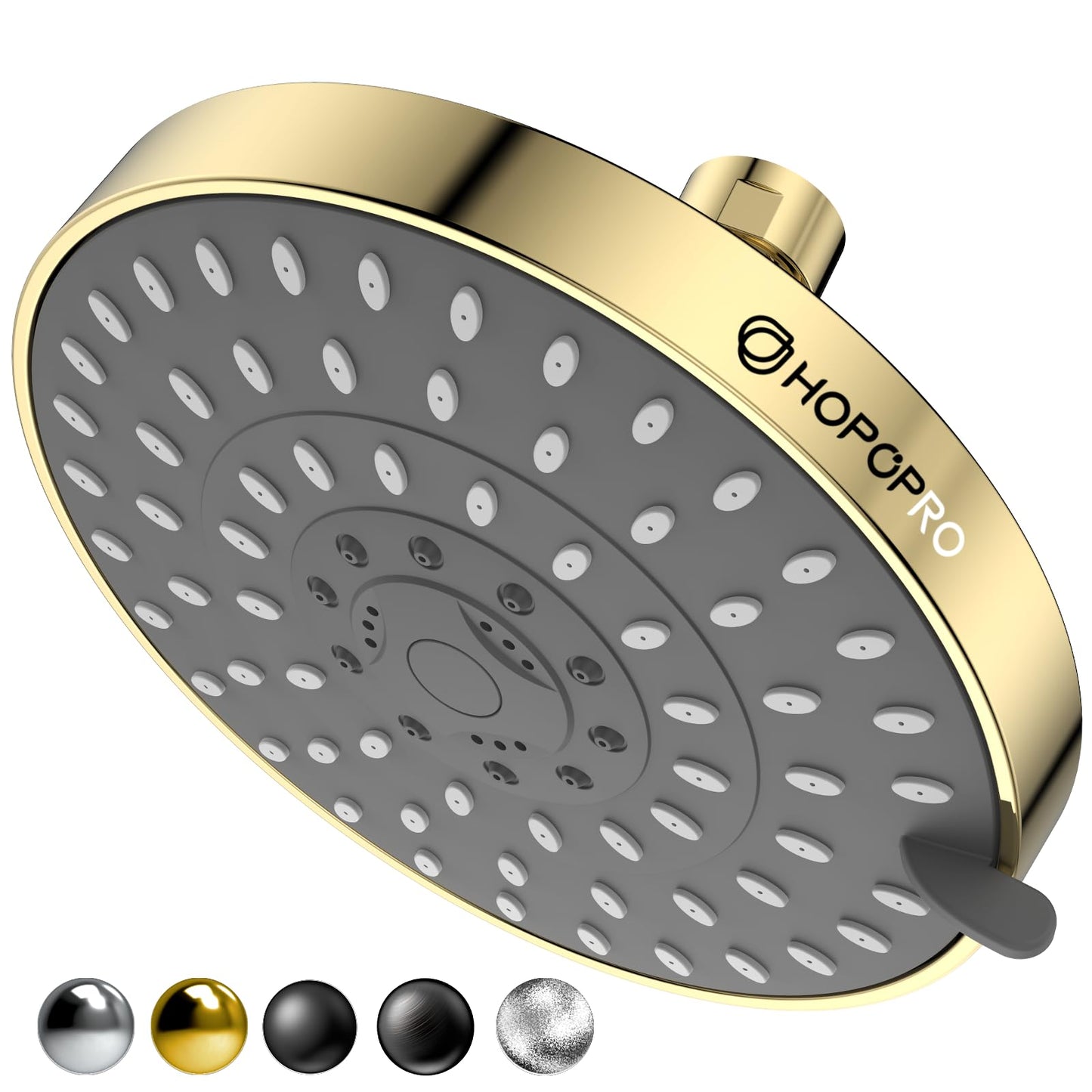 HOPOPRO 5-Mode High Pressure Shower Head - The Washington Post, NBC News, Today TV Show Recommended - High Flow Fixed Showerheads (4 Inch Brushed Nickel)