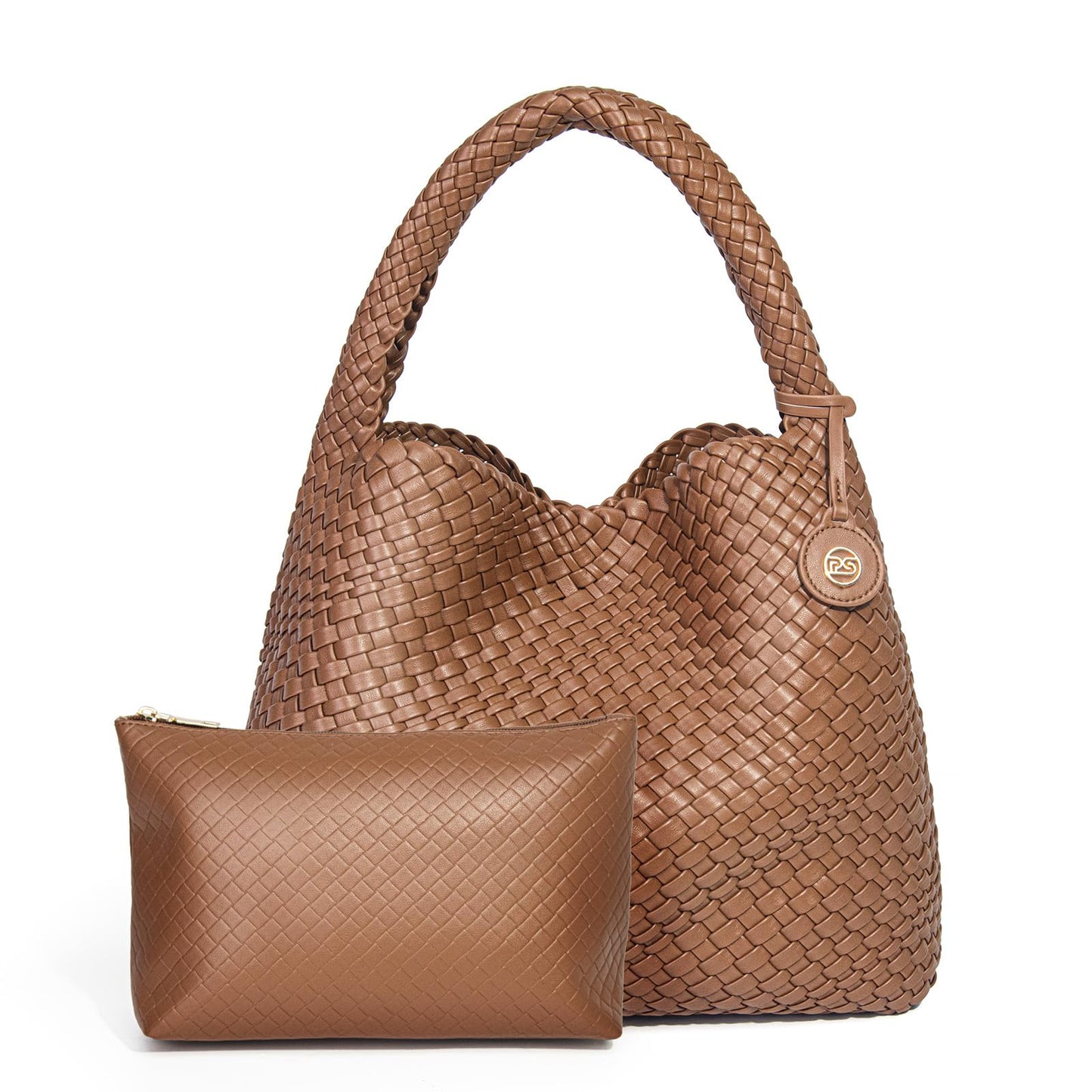 PS PETITE SIMONE Large Woven Tote Bag for Women Woven Purse Leather Handbags Braided Purse Weave Purse with Top Handle