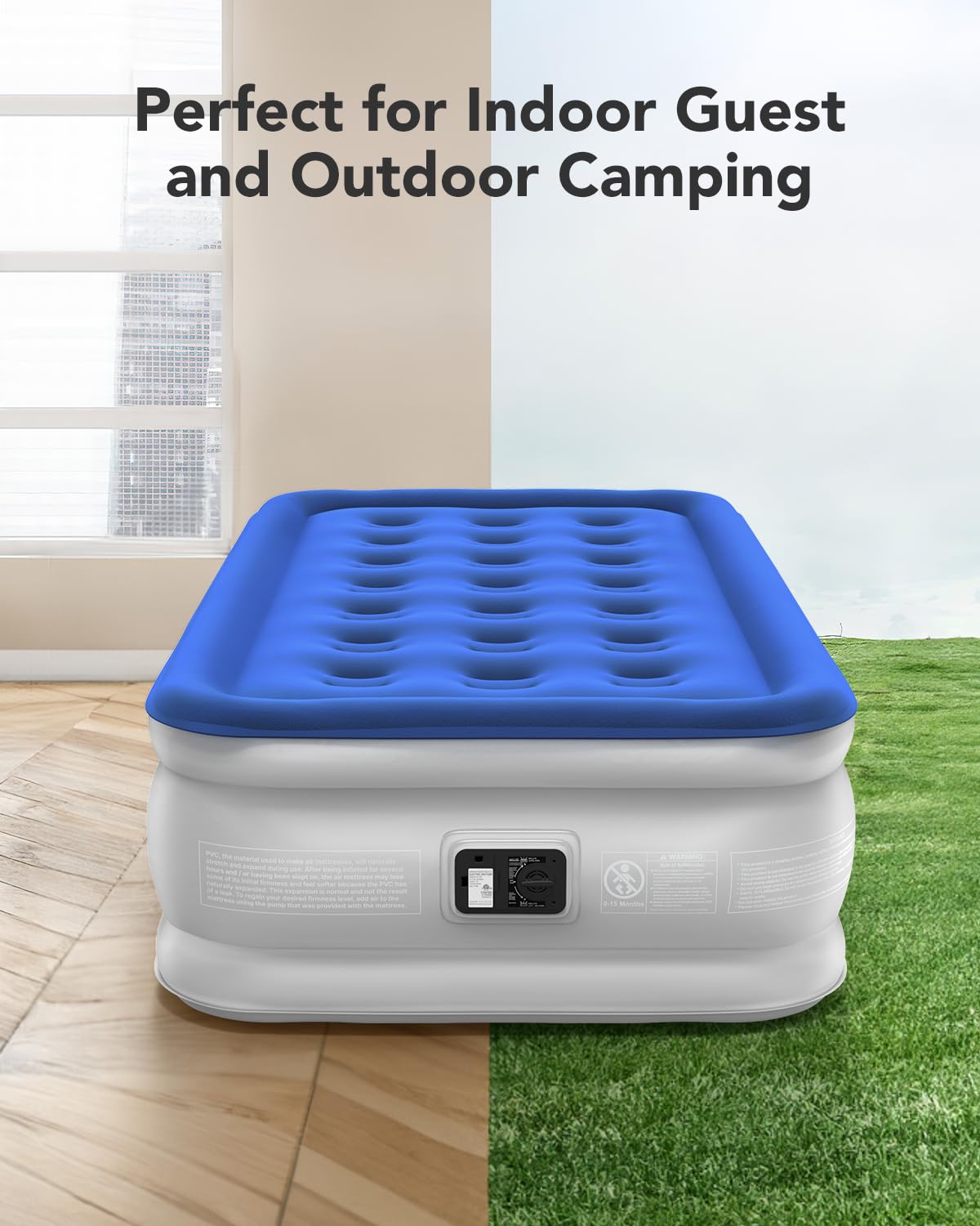 iDOO Twin Air Mattress with Built in Pump, Comfort Blow up Mattress, Inflatable Mattress with Carry Bag for Guests, Home, Camping, Colchones Inflables