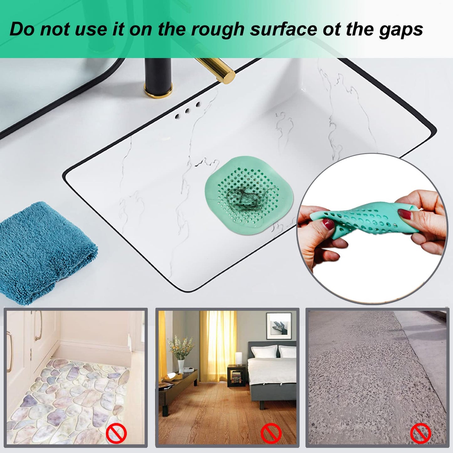 Hair Drain Catcher,Square Drain Cover for Shower Silicone Hair Stopper with Suction Cup,Easy to Install Suit for Bathroom,Bathtub,Kitchen 4 Pack (Aluminium Grey)