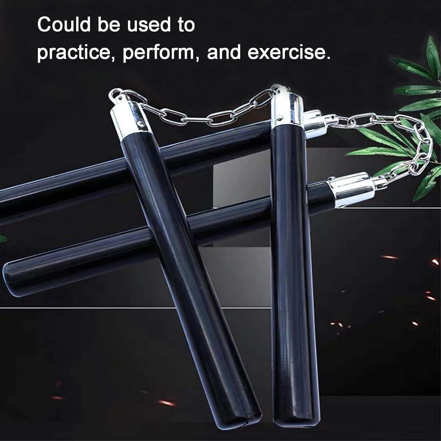 Safe Solid Rubber Nunchucks Nunchakus with Steel Chain and Bearing Ball System only for Adults and Professionals Perform, Practice, Exercise (1Pcs)