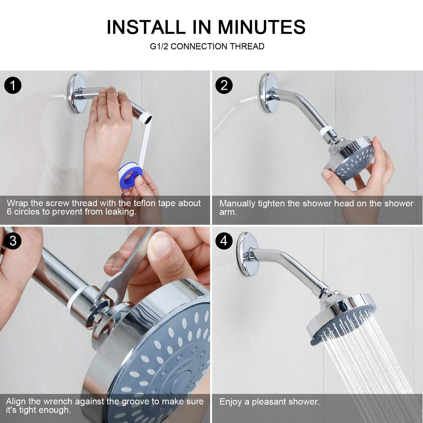 HOPOPRO 5-Mode High Pressure Shower Head - The Washington Post, NBC News, Today TV Show Recommended - High Flow Fixed Showerheads (4 Inch Brushed Nickel)