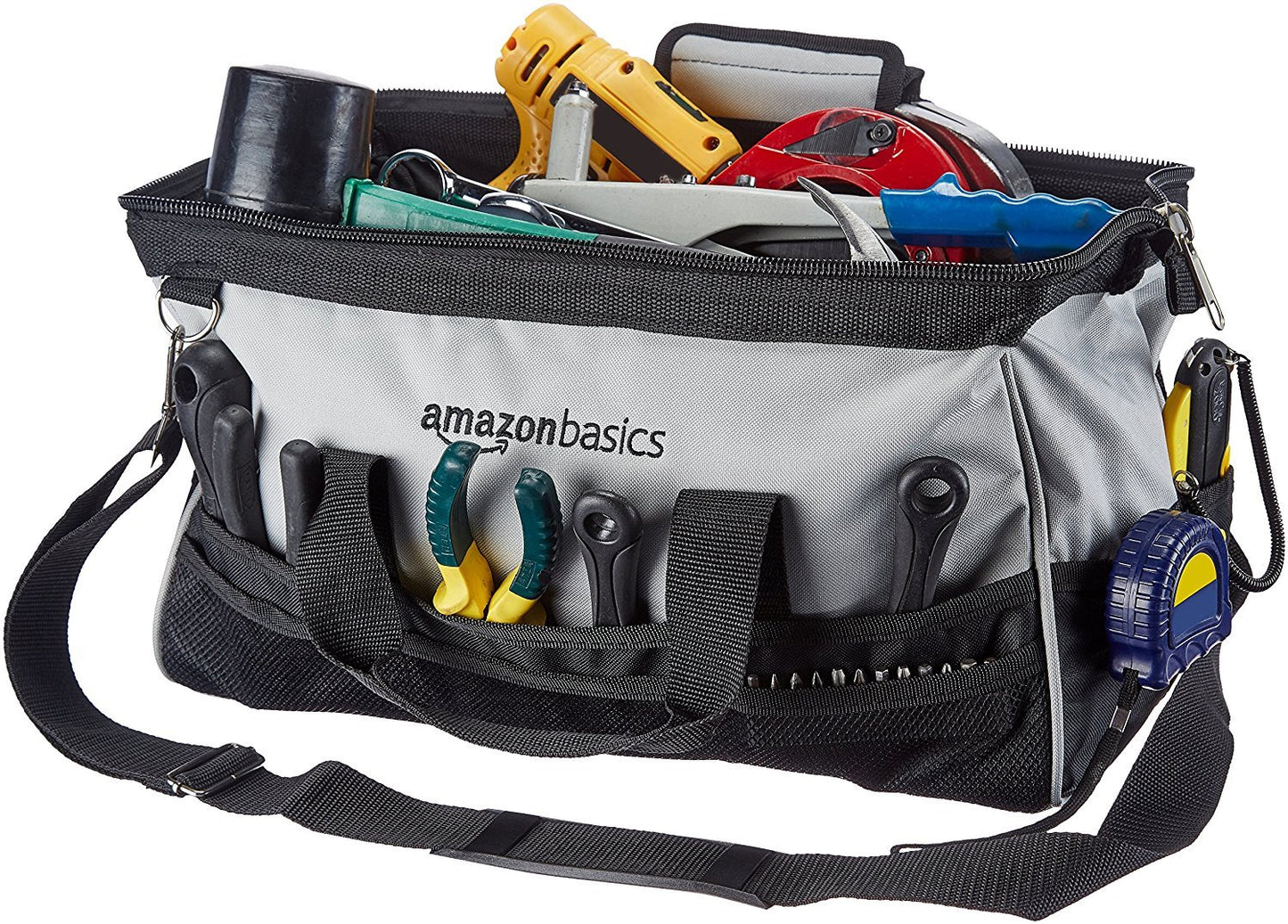 Amazon Basics Durable Wear-Resistant Base, Tool Small Standard Bag with Strap, 12 Inch, Black & Gray