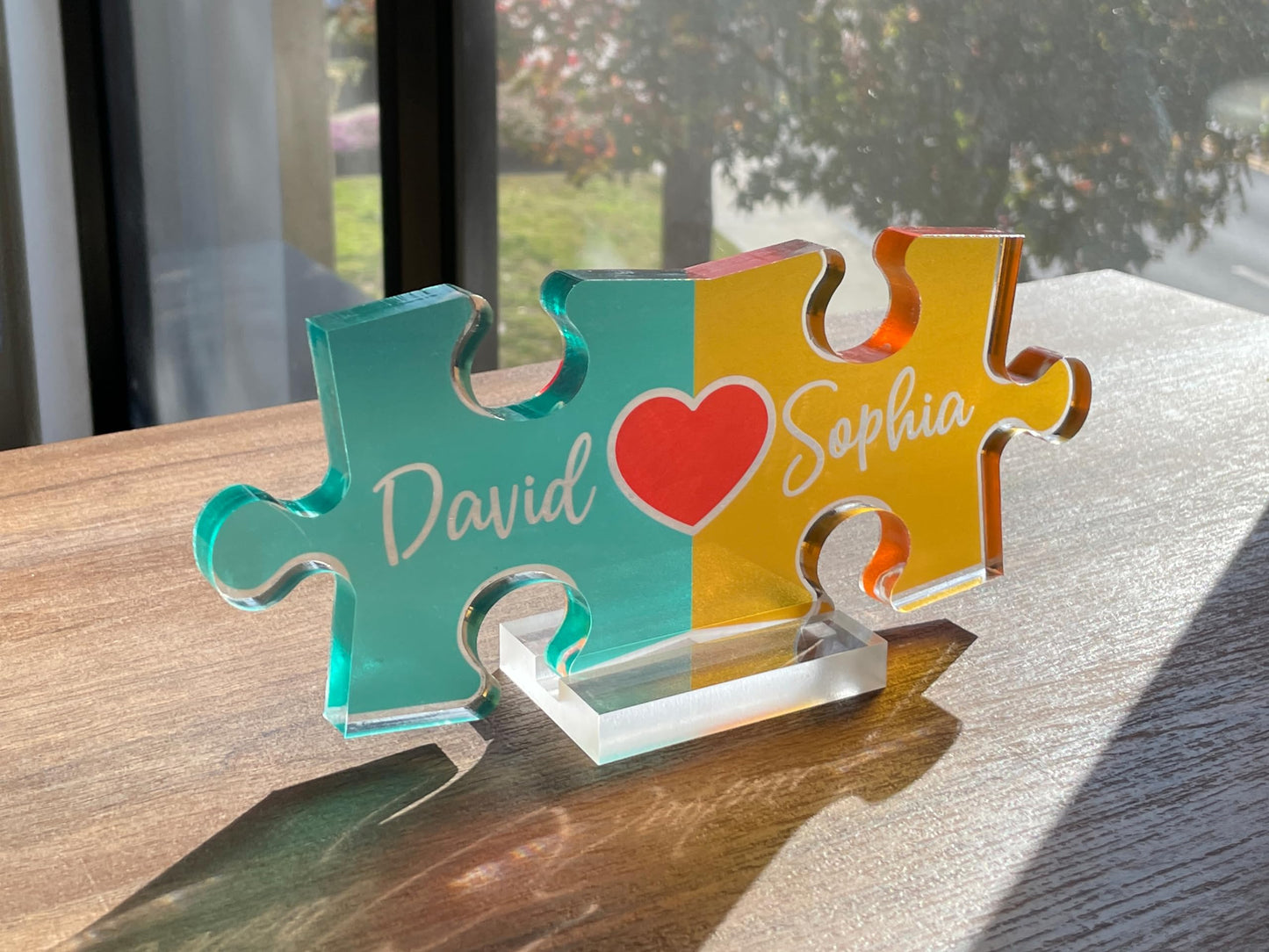 Personalized Couple Gifts, Puzzle Name Sign for Couples, Valentines Day Gifts for Her Him, 0.45in Thick Acrylic - Love Is The Piece That Holds Us Together, Personalized Romantic Gifts for Her