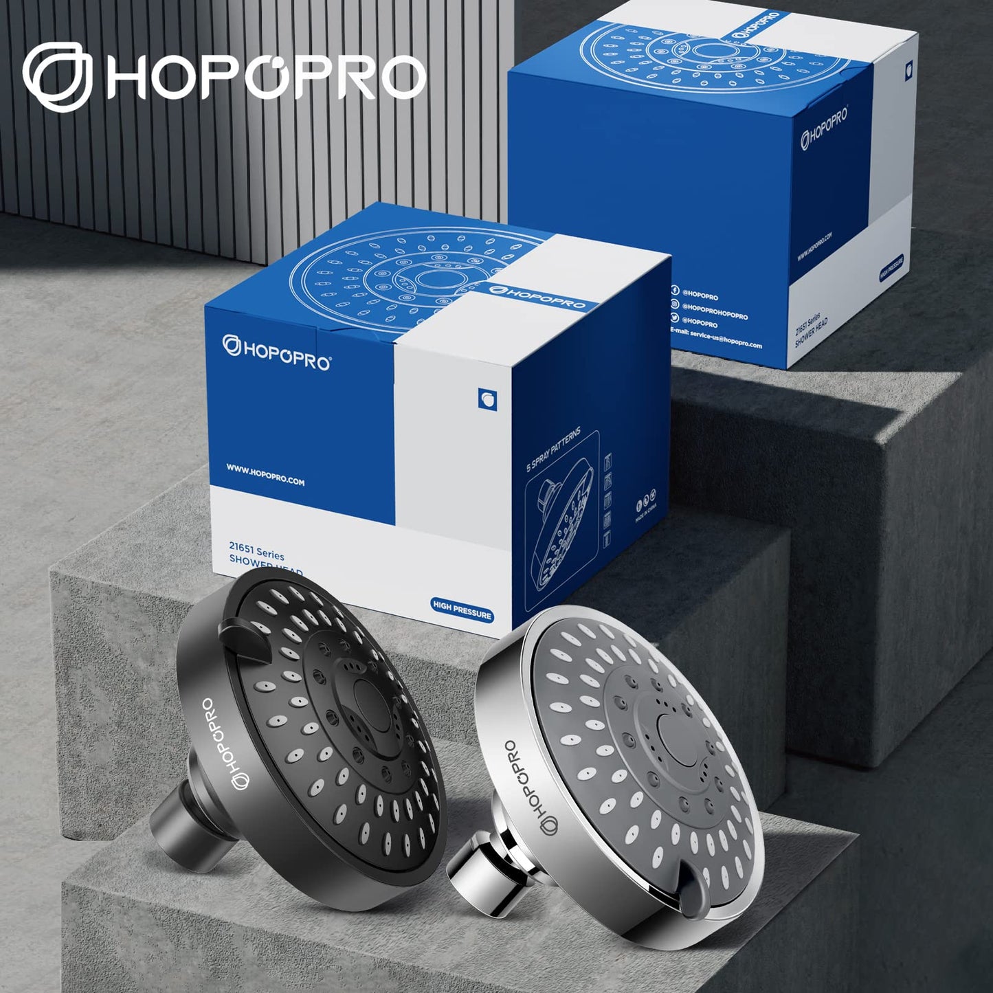 HOPOPRO 5-Mode High Pressure Shower Head - The Washington Post, NBC News, Today TV Show Recommended - High Flow Fixed Showerheads (4 Inch Brushed Nickel)