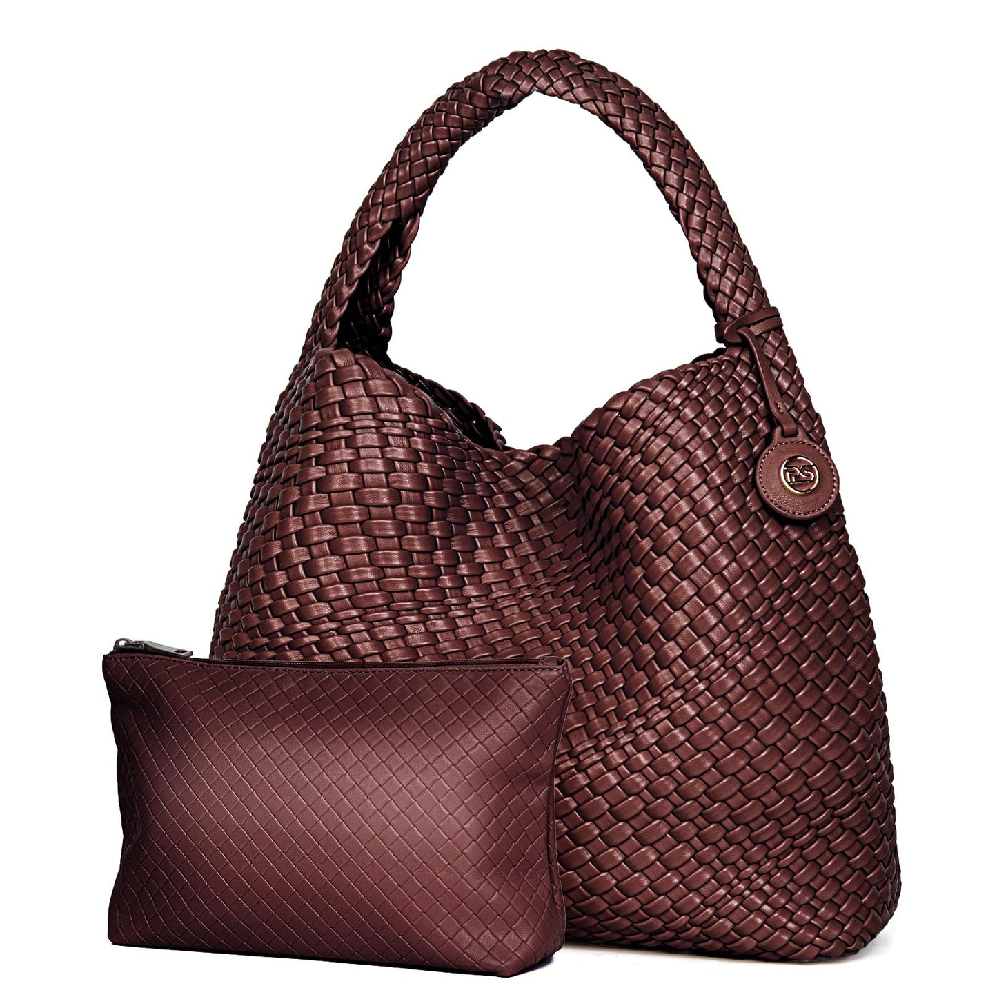 PS PETITE SIMONE Large Woven Tote Bag for Women Woven Purse Leather Handbags Braided Purse Weave Purse with Top Handle