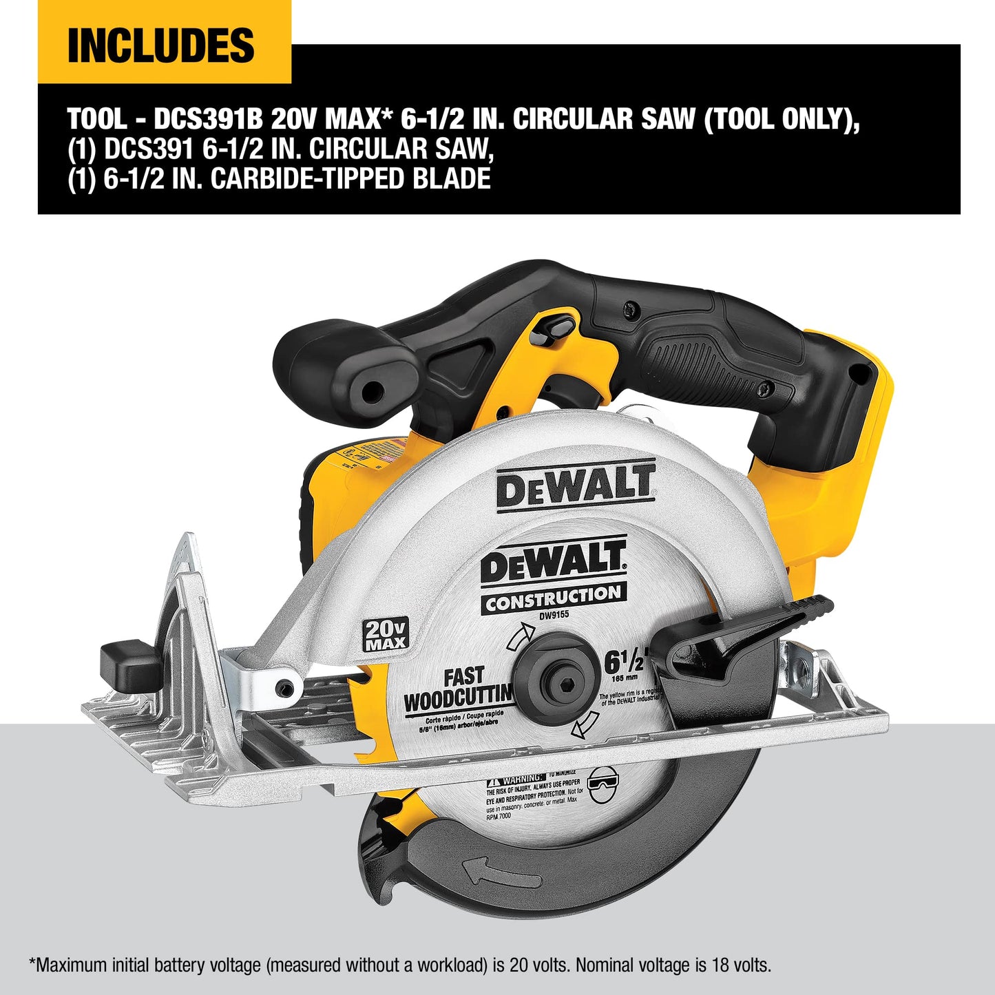 DEWALT DCS391B 20-Volt Max Lithium-Ion 6-1/2 in. Cordless Circular Saw