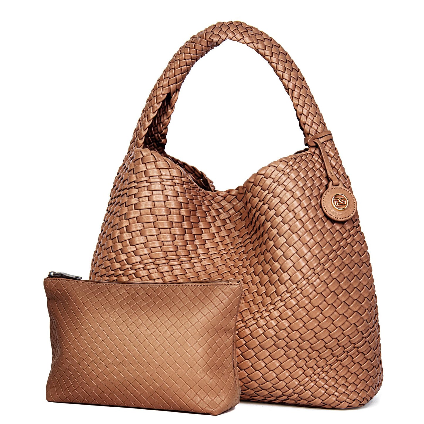 PS PETITE SIMONE Large Woven Tote Bag for Women Woven Purse Leather Handbags Braided Purse Weave Purse with Top Handle