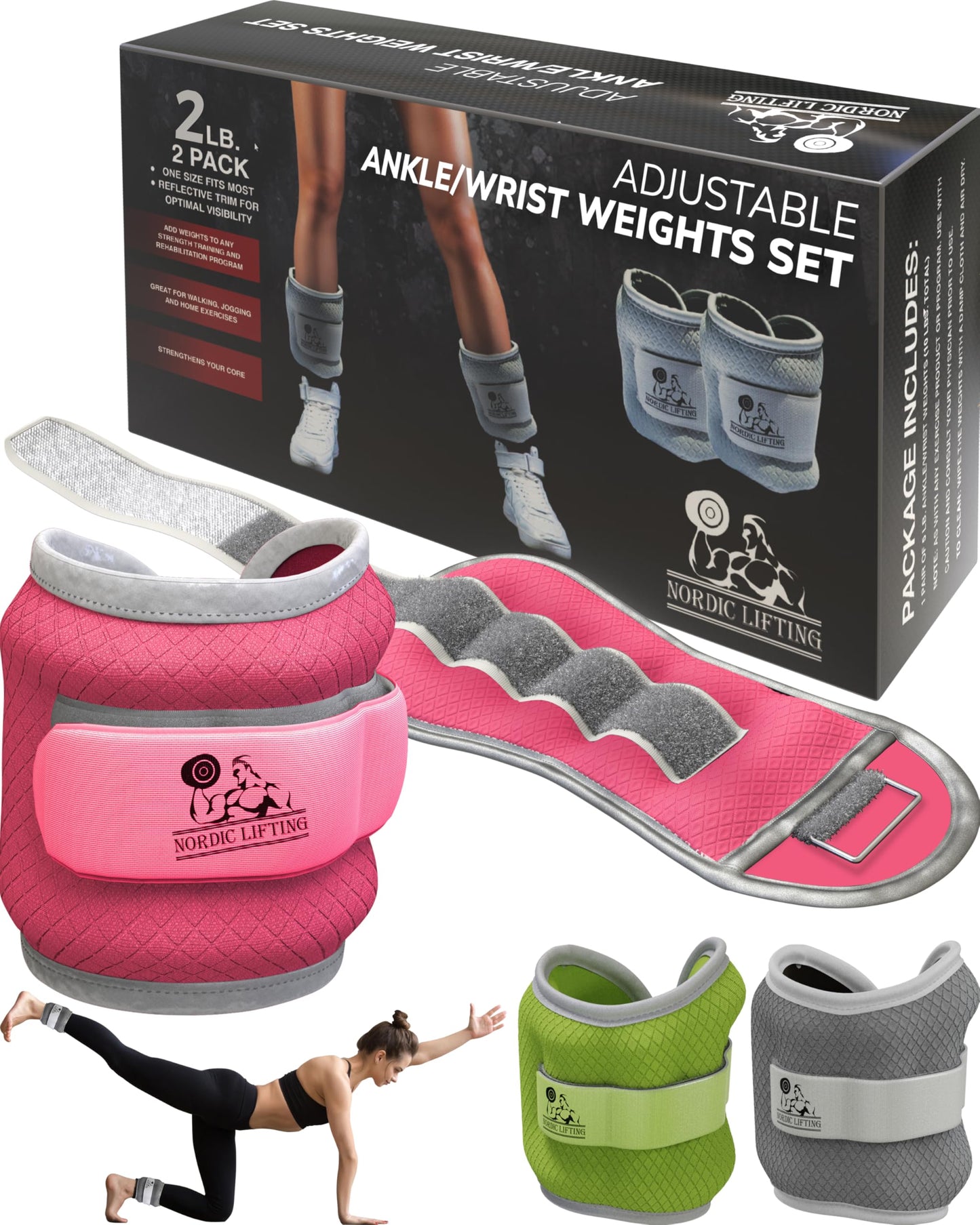 Ankle/Wrist Weights (1 Pair) for Women, Men and Kids - Fully Adjustable Weight for Arm, Hand & Leg - Best for Walking, Jogging, Gymnastics, Aerobics - 1 Year Warranty