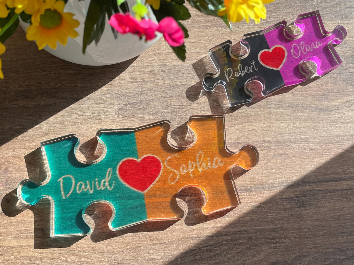 Personalized Couple Gifts, Puzzle Name Sign for Couples, Valentines Day Gifts for Her Him, 0.45in Thick Acrylic - Love Is The Piece That Holds Us Together, Personalized Romantic Gifts for Her