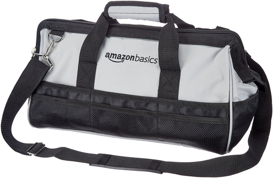 Amazon Basics Durable Wear-Resistant Base, Tool Small Standard Bag with Strap, 12 Inch, Black & Gray